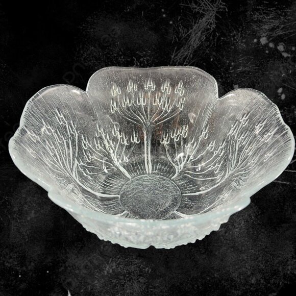 Lasisepät Mantsala Cow Parsley Glass Bowl Clear Textured Dish Pertti Kallioinen - Picture 3 of 16
